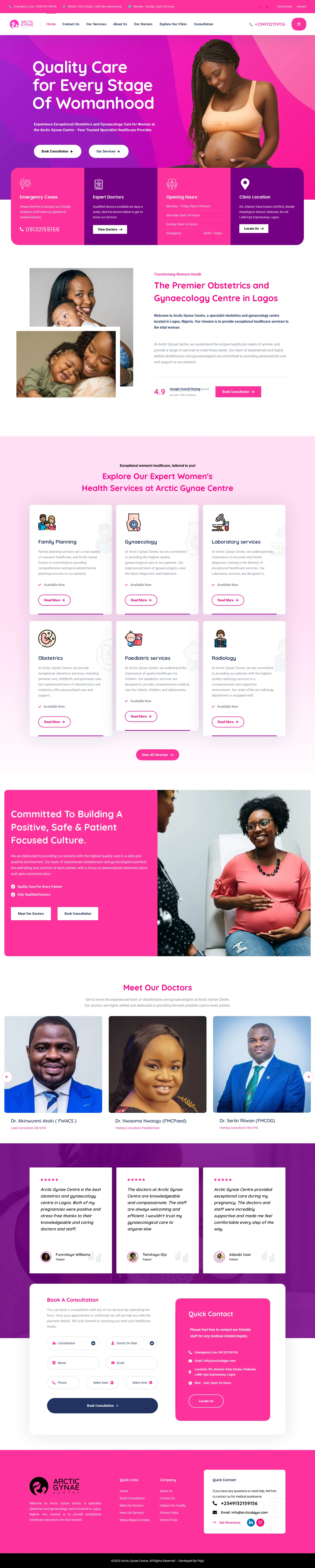 Arctic Gynae Centre (Lagos) — full site scroll