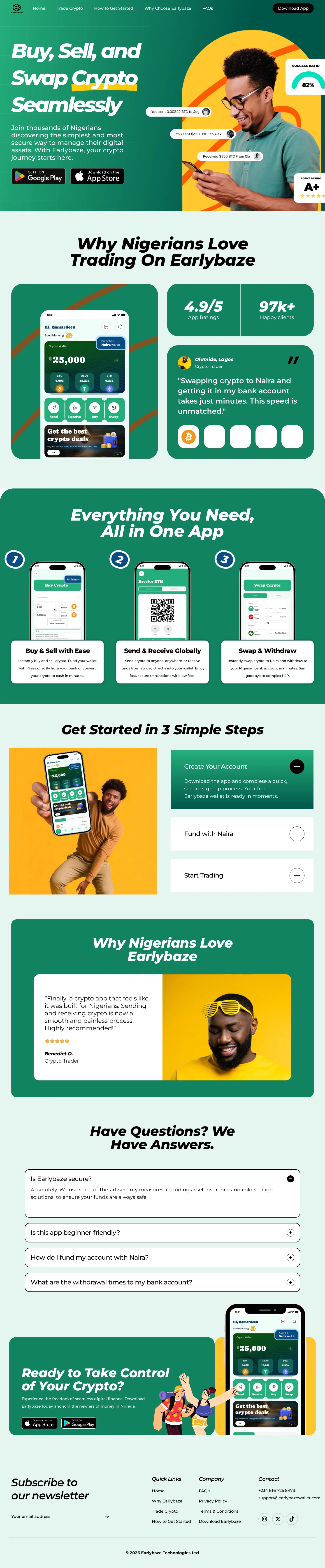 Earlybaze (Lagos) — full site scroll