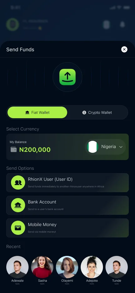 RhinoxPay — Send Funds
