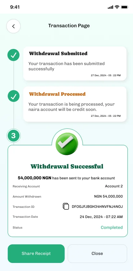 Earlybaze Technologies (Lagos) — Withdrawal